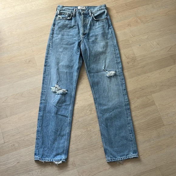 Agolde 90’s Jeans Light Wash Button Fly 100% Organic Cotton High Waist Sz 23 - Picture 4 of 16